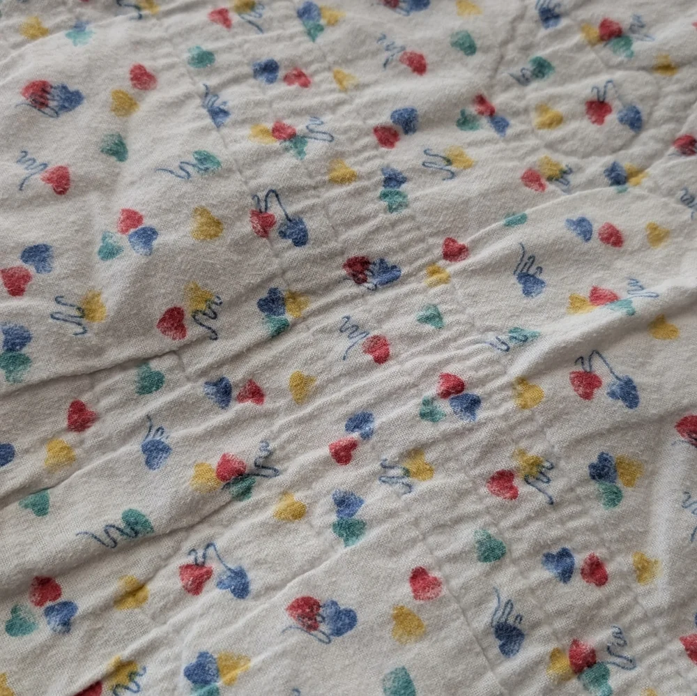 Vintage Blue Bunny Rabbit w/ Yellow Red Blue Star Balloons Crib Sheet 80s 90s